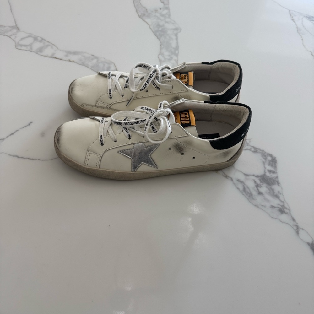 Golden Goose White and Black Star Sneakers - Picture 3 of 6